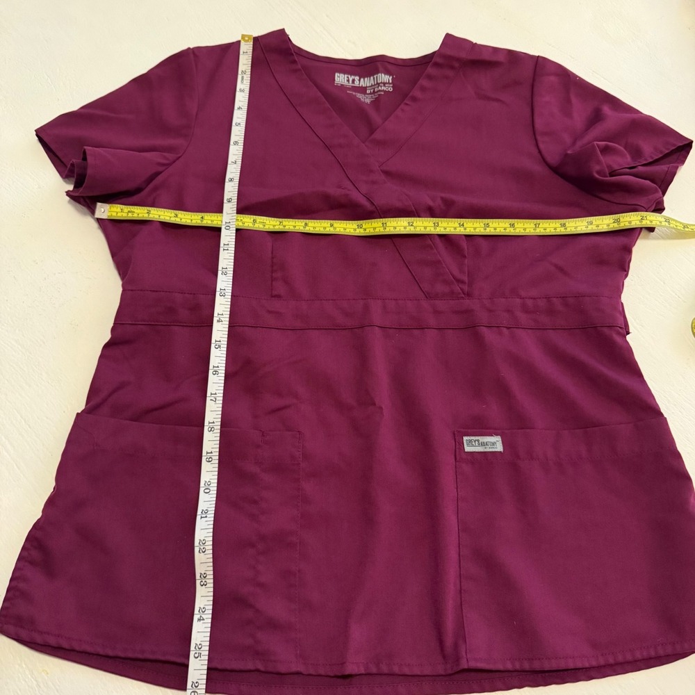 Greys Anatomy by Barco Women Mock Wrap Scrub Top Beet Purple 4153 Large - Picture 4 of 7
